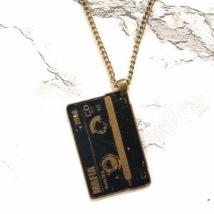 Cassette tape necklace charm